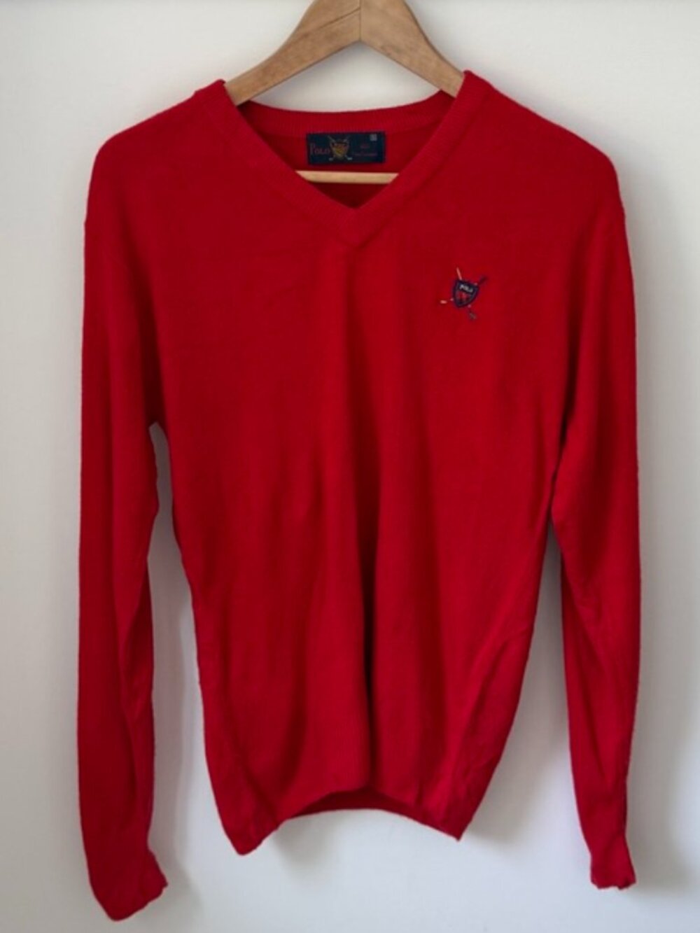 Polo Ralph Lauren Vintage Red V-Neck Sweater - Size S